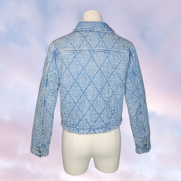Blank NYC Light Blue Acid Wash Denim Quilted Snap Button Comfy Chic Jacket Sz XS - Picture 4 of 5